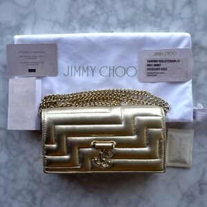 Jimmy Choo gold varenne purse wallet with gold chain